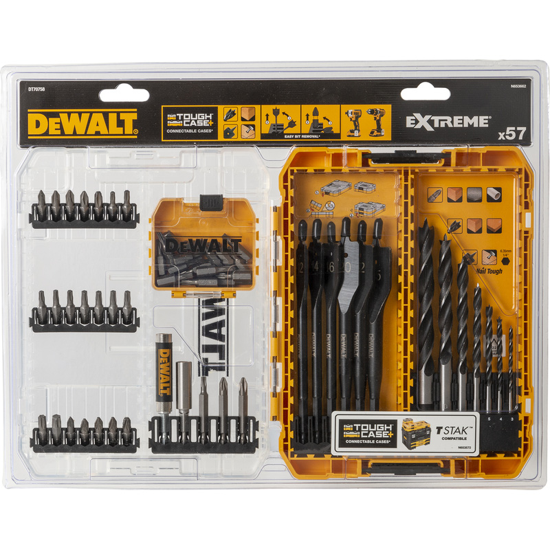 DeWALT speedboor EXTREME™ en houtboren, TOUGH CASE 57-delig