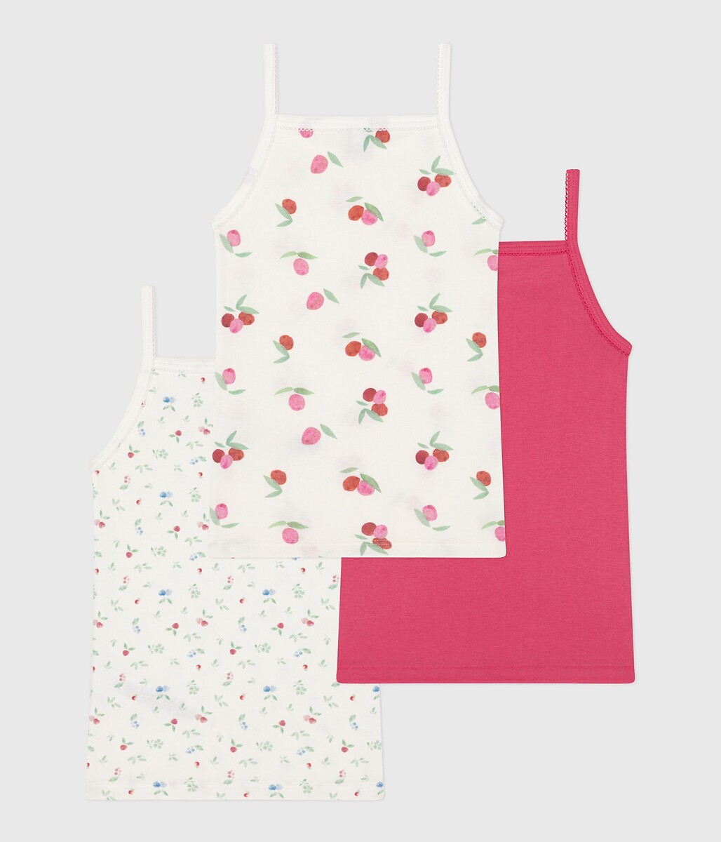 PETIT BATEAU<br>Conjunto de 3 camisetas de algodão com alças finas