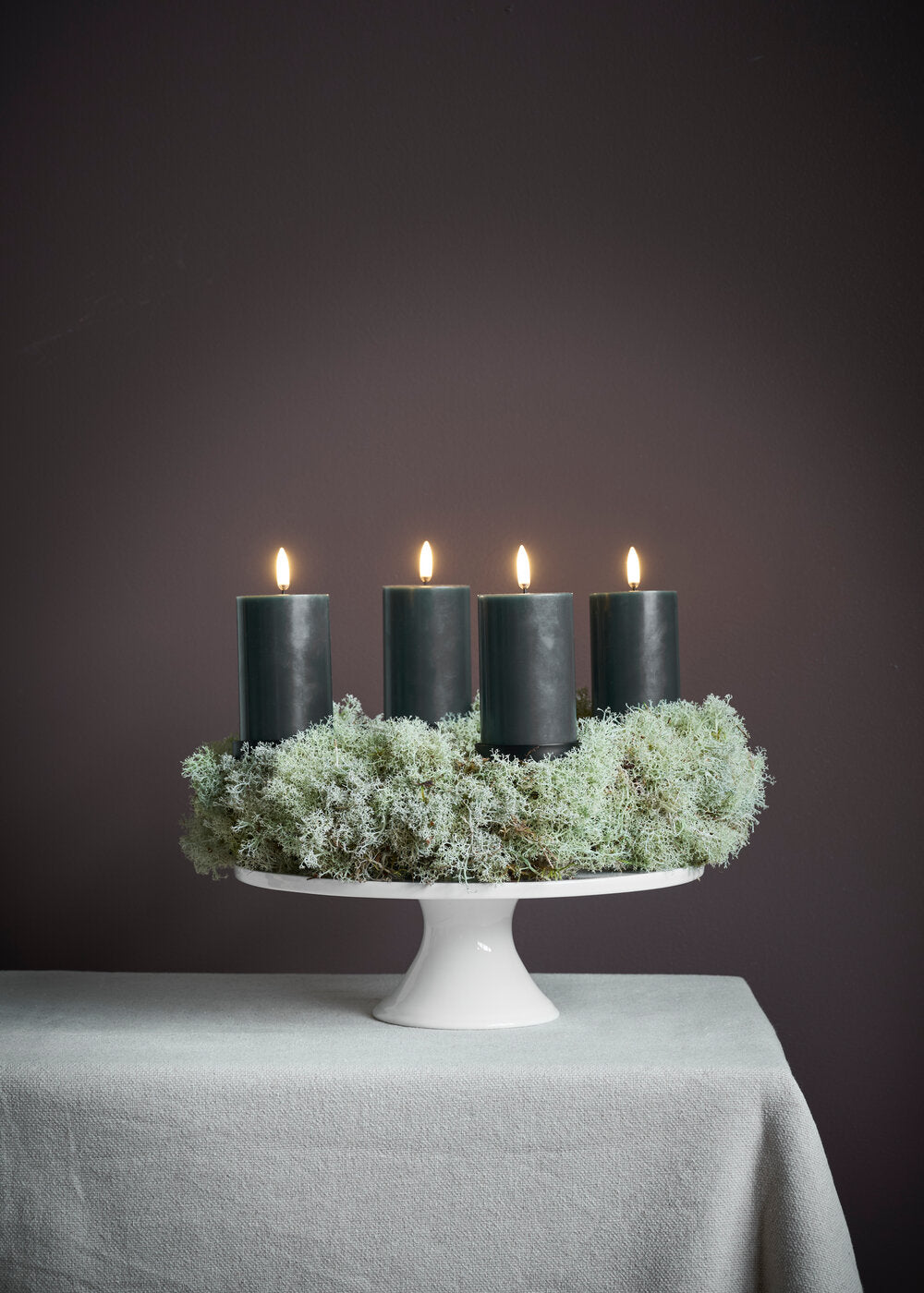 Uyuni  Gaveæske med LED bloklys med spyd, Pine green - H10,1 cm.