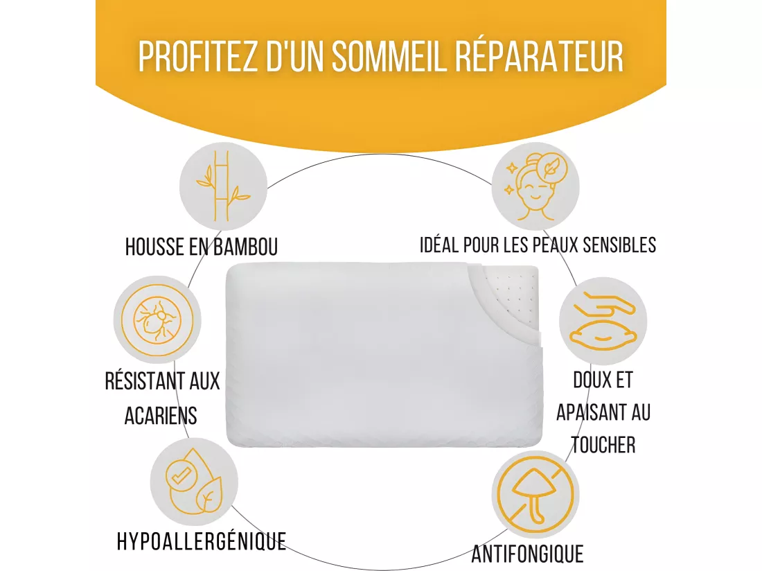 Oreiller EXTRA PLAT pour Personnes qui Dorment sur le Ventre L – 58x38x7 - INPHYSIO