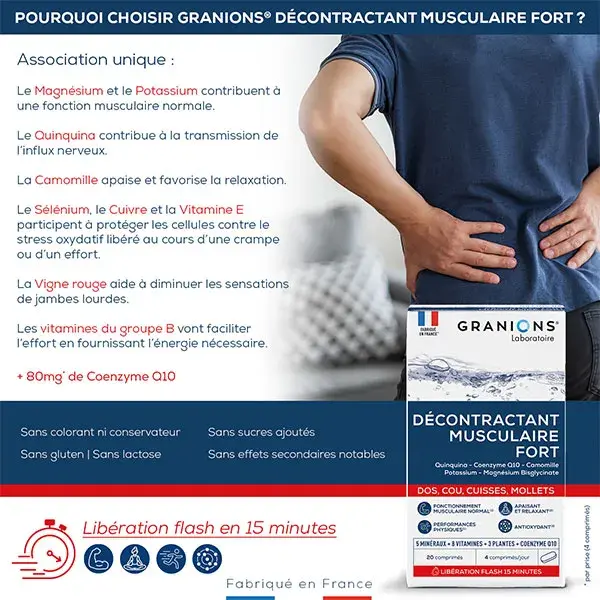 Granions Relaxante Muscular Forte Alivia a Tensão Muscular 20 Comprimidos