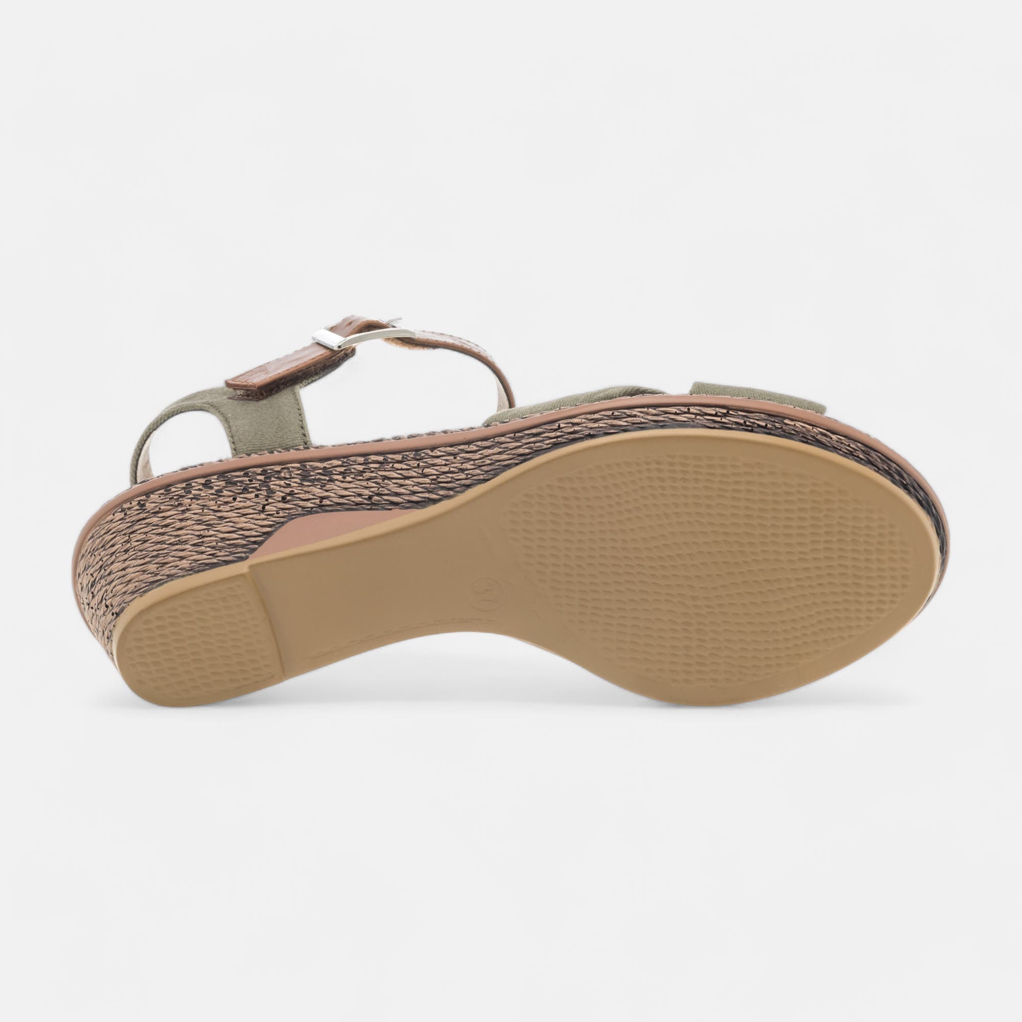 Sandales à talon compensé Femme kaki