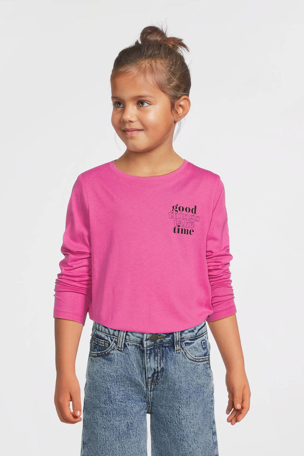 NAME IT longsleeve NKFVIOLET met printopdruk roze