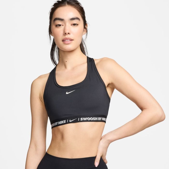 Nike Dame BH Swoosh Sports Bra Medium Support Sort