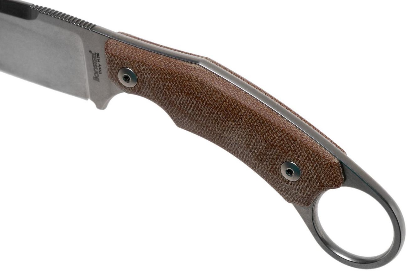LionSteel H2 Drop Point CVN Natural Canvas Micarta vaststaand mes, Tommaso Rumici design