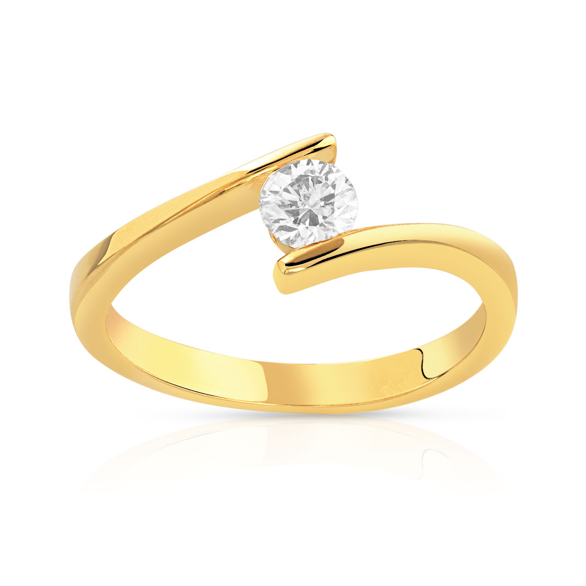 Solitaire or jaune 750 diamant synthétique 0.30 carat