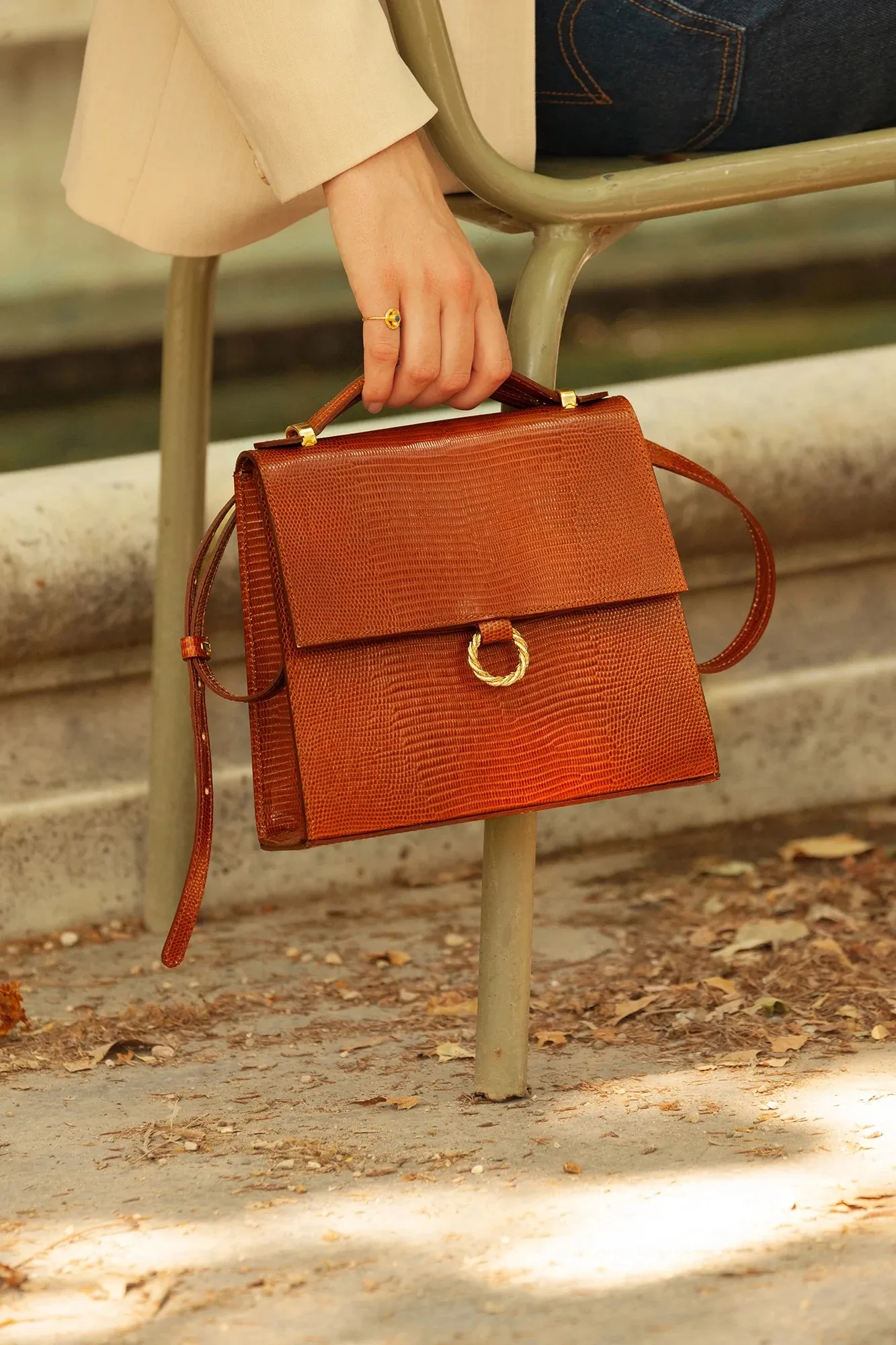 Sac en cuir lézard Joséphine Fauvette