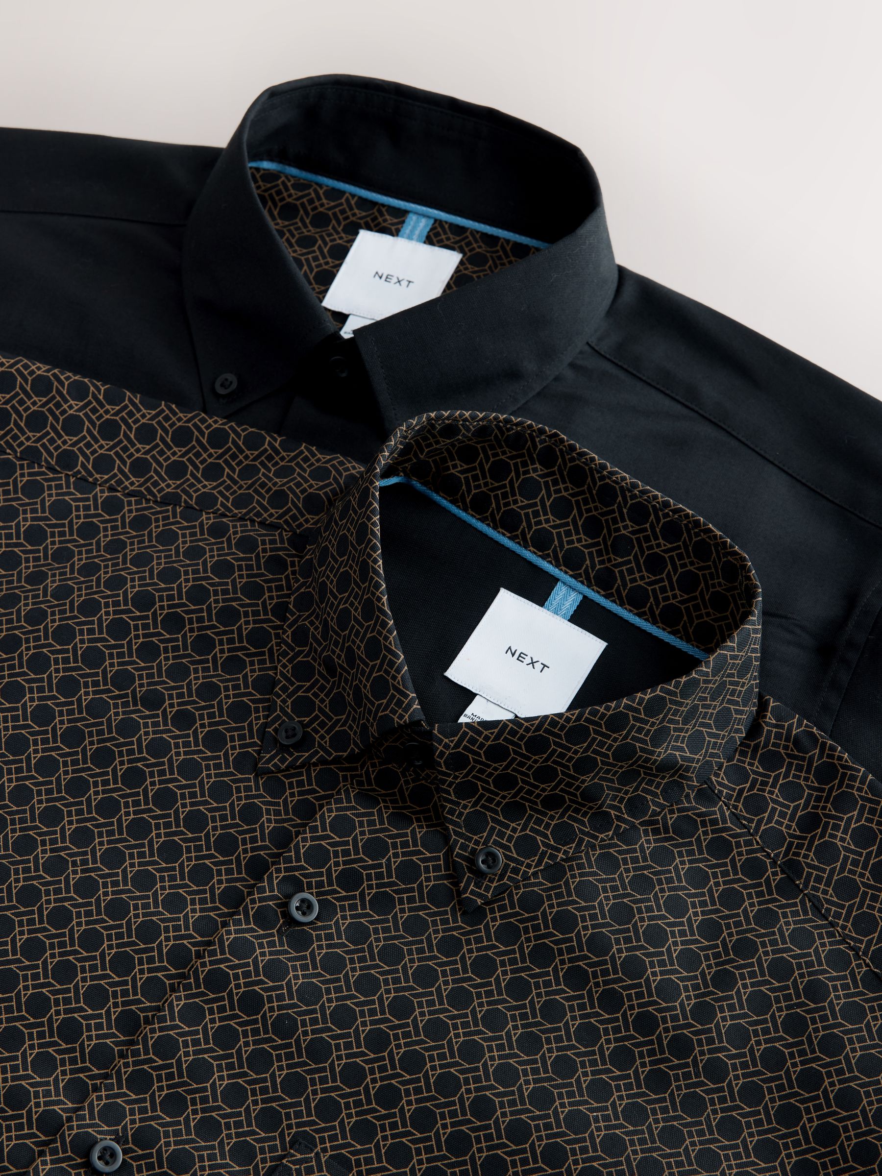 Zwart/goud - Long Sleeve Oxford Shirts 2 Pack