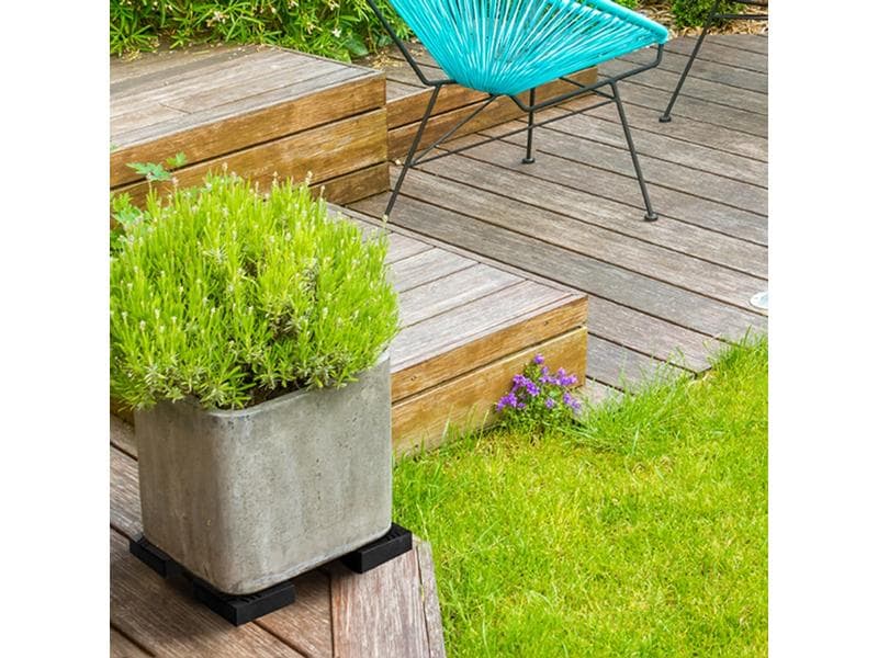 Esschert Design Blumentopffüsse 4er-Set, Schwarz Pflanzentopf-Untersetzer aus Kunststoff