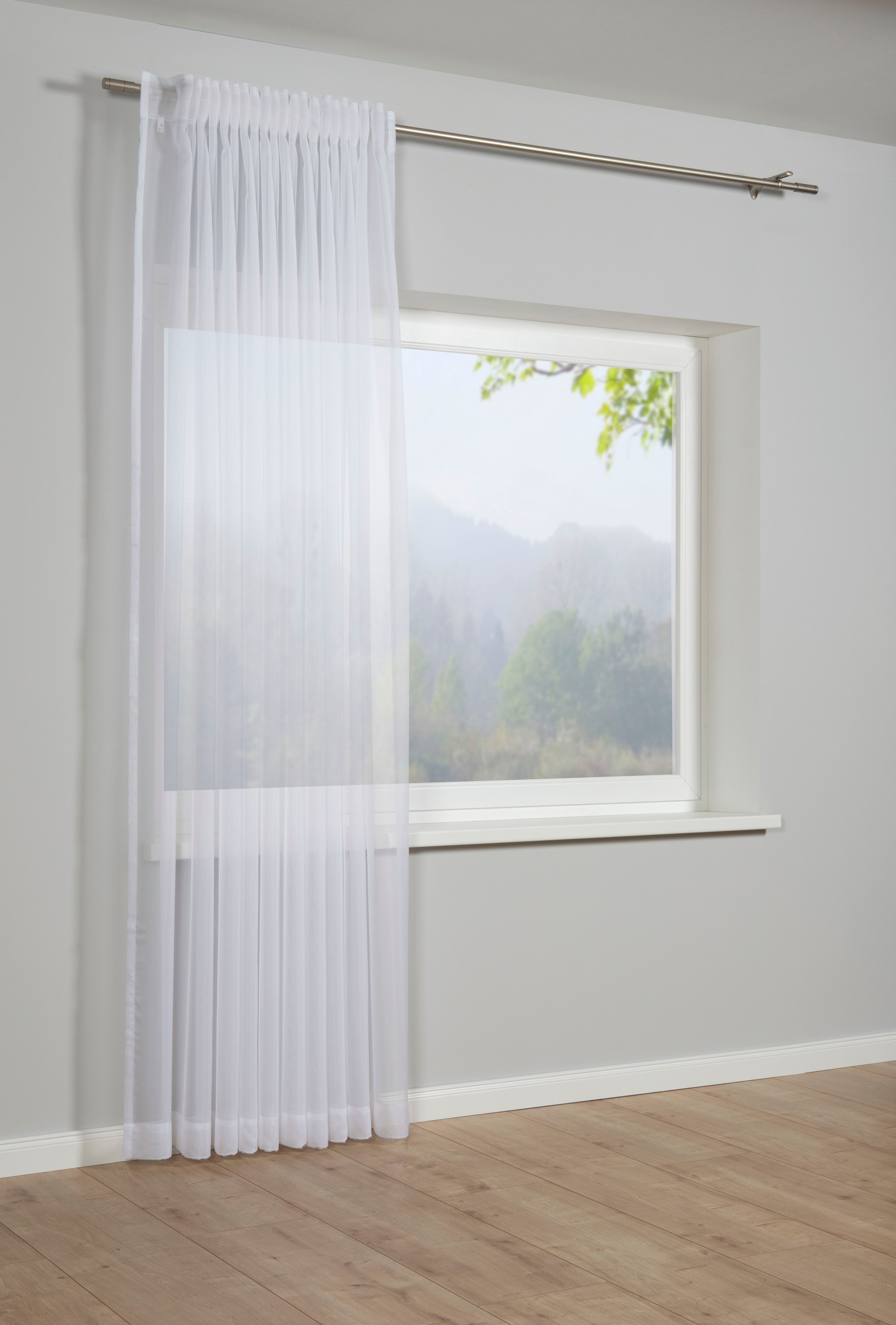 Sehlbach Gardine »Schal Voile mit Beschwerungstasche« Schlaufen 1 Stk. tlg. mit Gardinenband und verdeckten Schlaufen