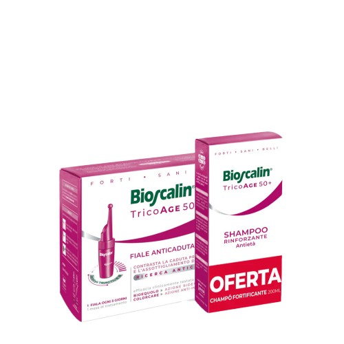 Bioscalin TricoAge 50  Ampolas Antiqueda Anti-Idade 10x3.5ml   OFERTA Shampoo 200ml