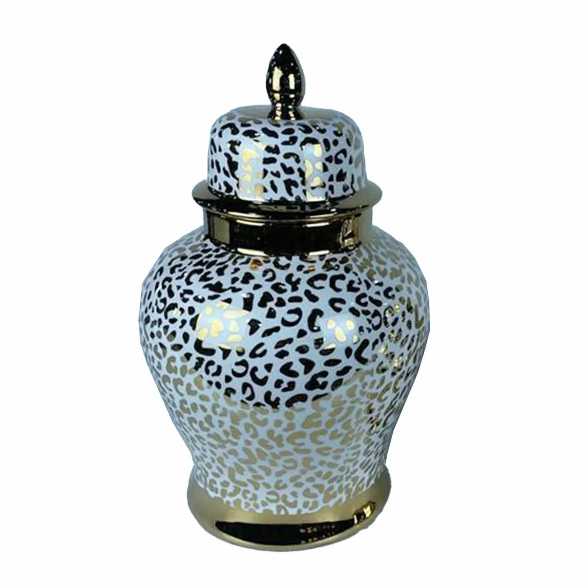 DKD Home Decor Potiche Porcelaine Doré Blanc