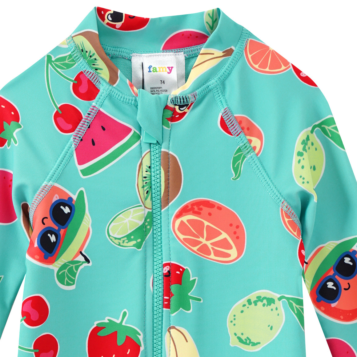 Famy Baby UV-Badeoverall und Badekappe im Set helltürkis
