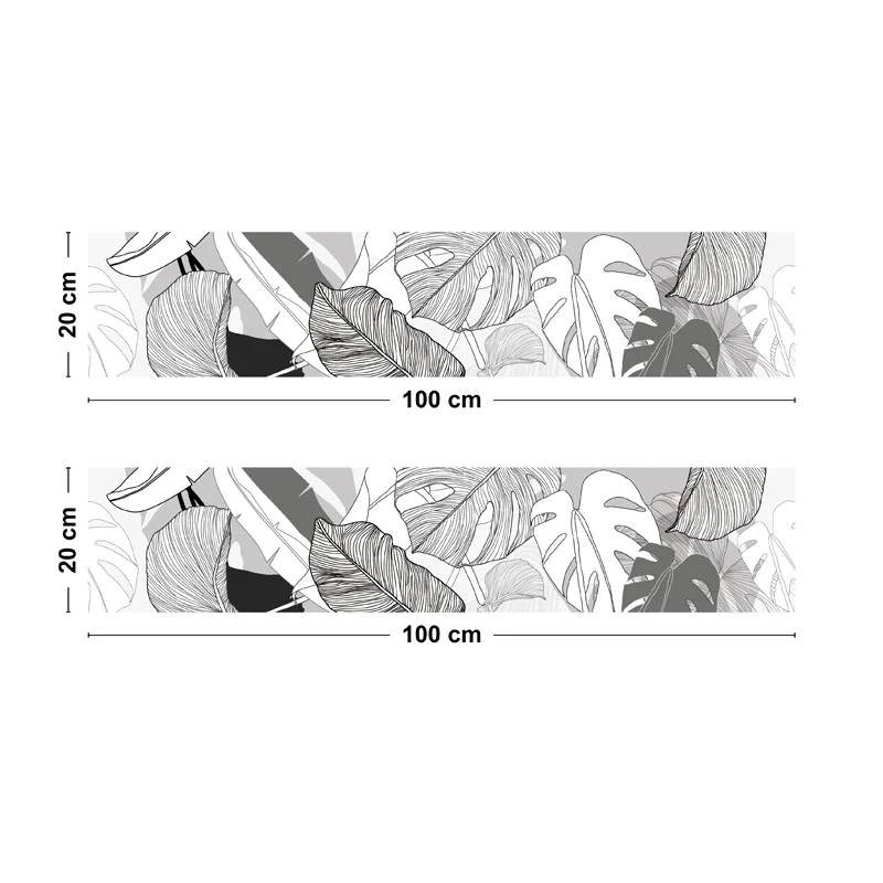 Crédence cuisine Bandeau ALU lot de 2 L100xH 20cm - BORNEO B&W 99deco