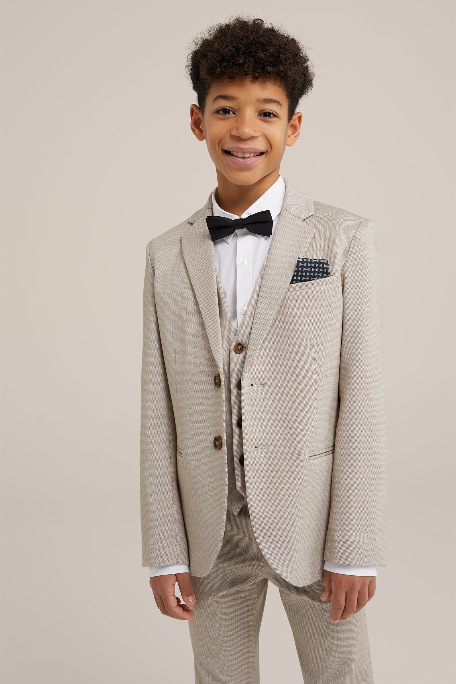 Jongens slim fit blazer met stretch WE Fashion Lichtbruin