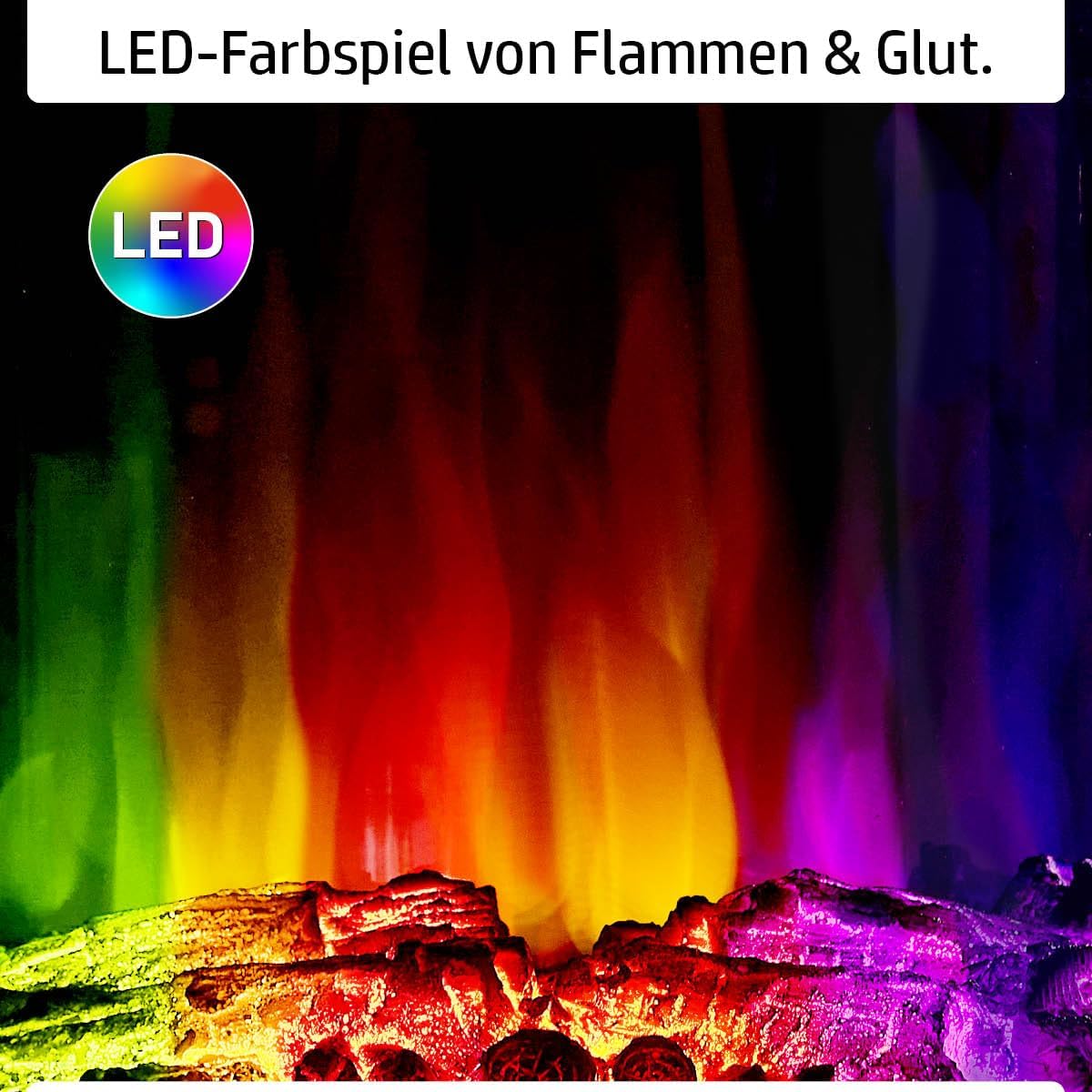 Elektrokamin | 2 Heizstufen | 900W - 2000W | viele Modelle | LED - 3D Flammeneffekt mit Farbwechsel | inkl. Fernbedienung Timer & Thermostat | Überhitzungsschutz | Fiona