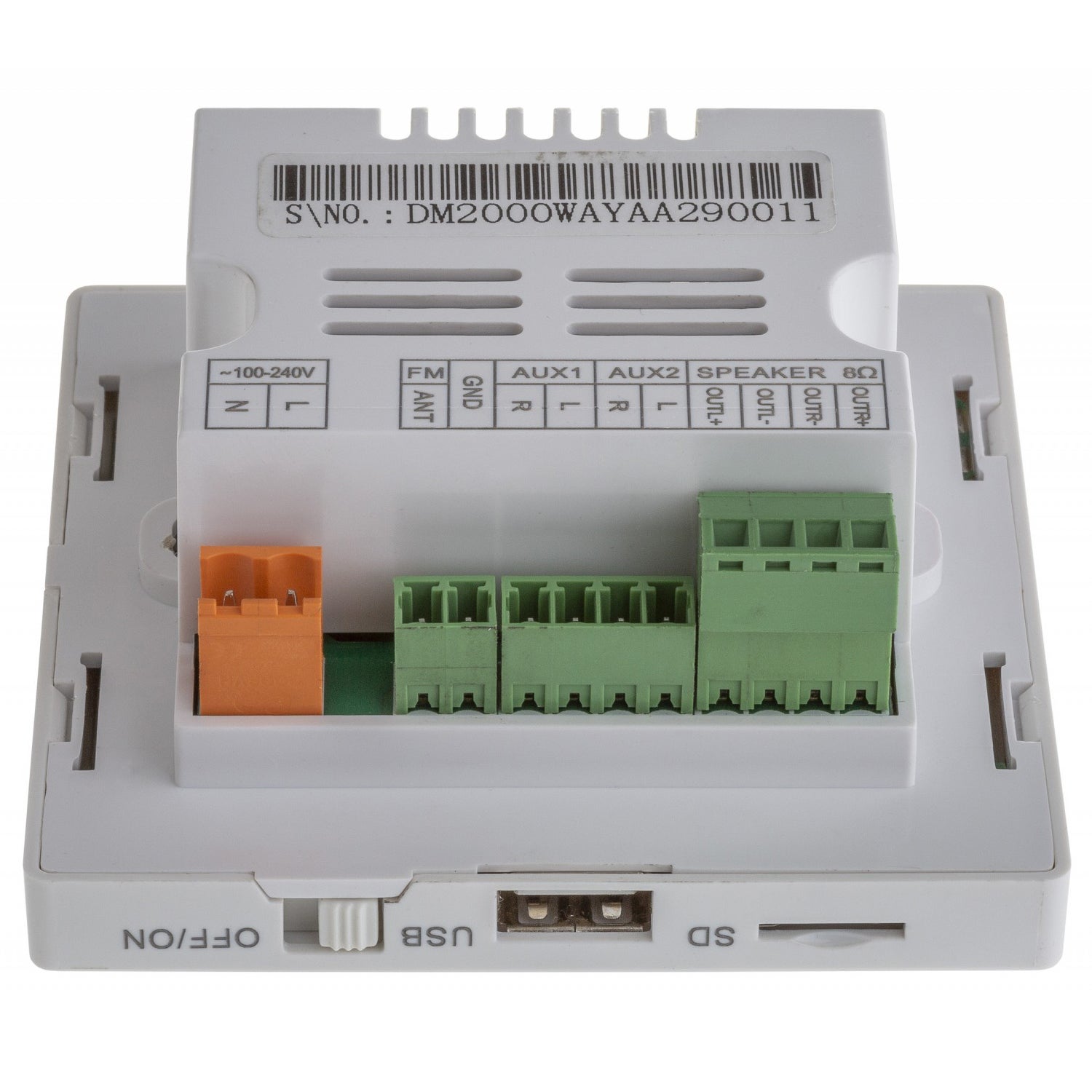 Audiophony WALLAMPmedia 2x10W wandversterker - SD/Bluetooth/USB/FM/AUX + lijnuitgang
