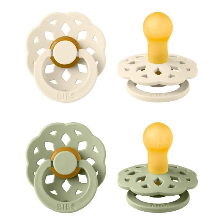 Bibs Tétines en caoutchouc naturel Bohème - Set de 2 | Vert amande