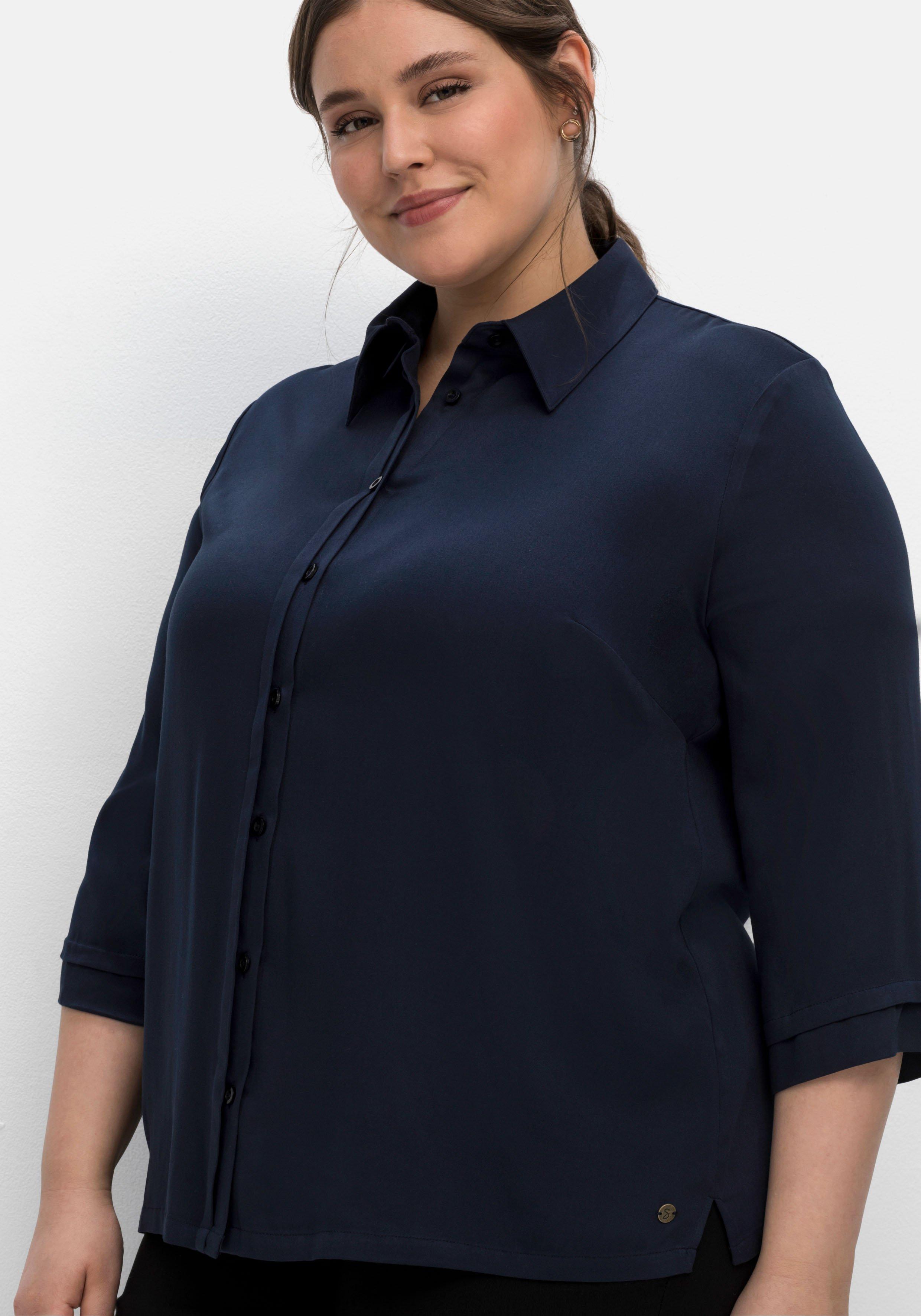 Hemdbluse in Satinoptik, mit 3/4-Arm