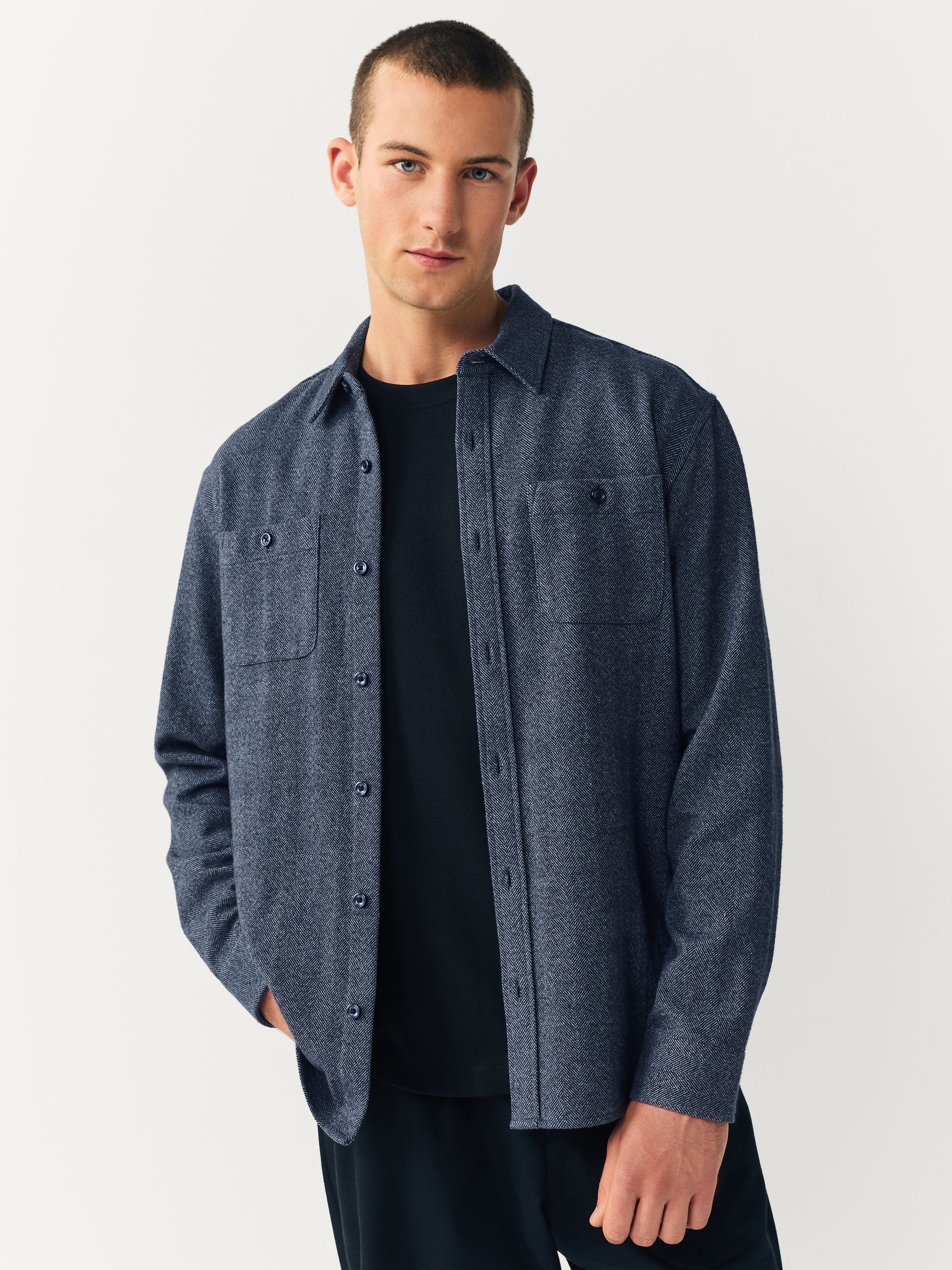 Blauw - Herringbone Shacket Overshirt
