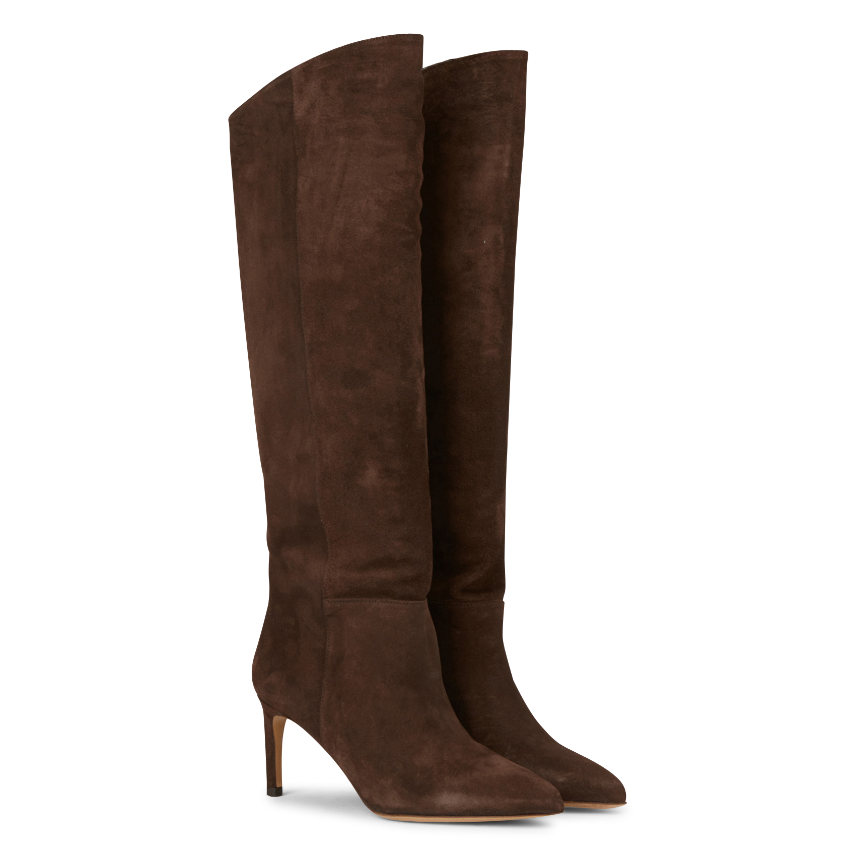 N°721 - Bottes à talons en cuir velours | Marron