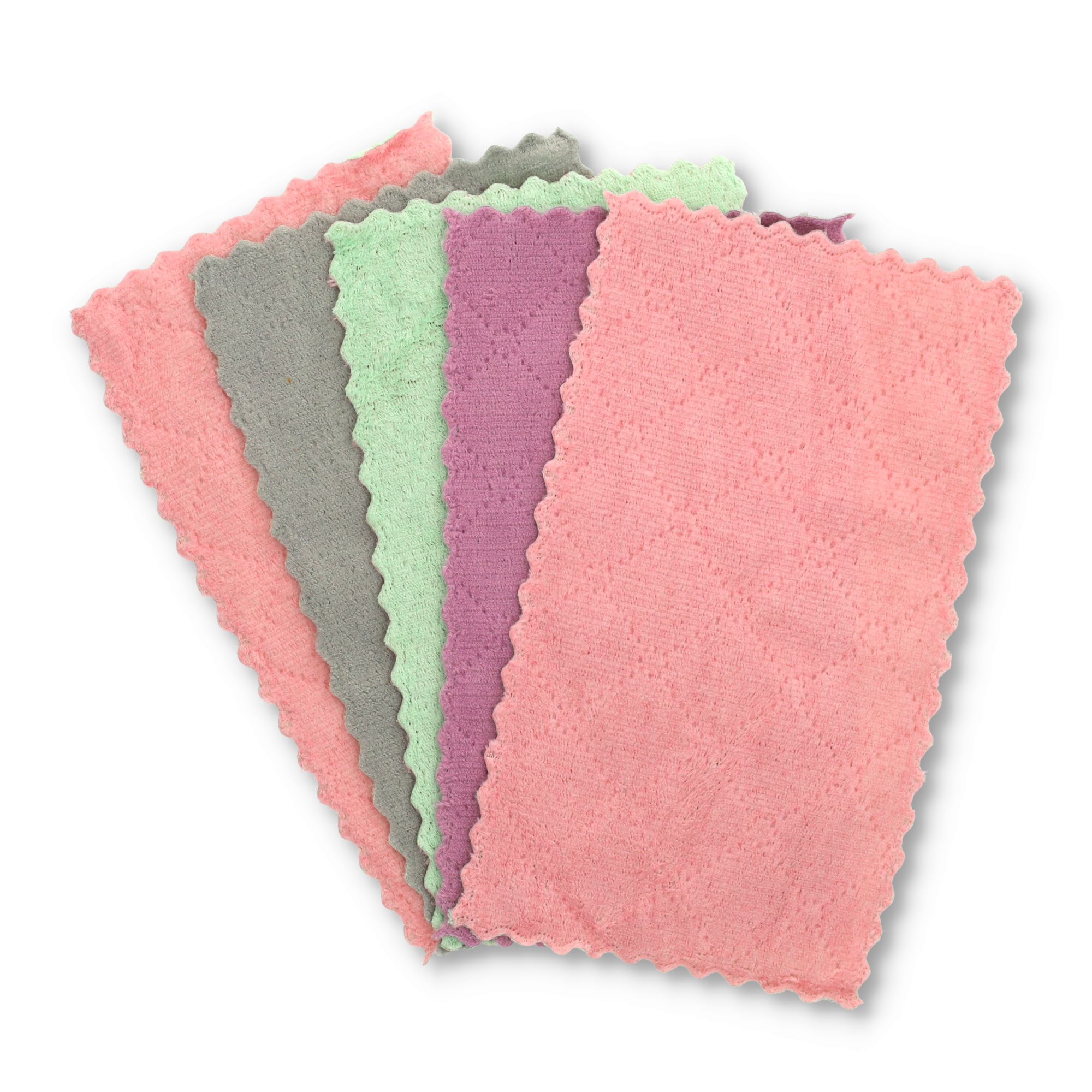 (5er Set) Mikrofaser Küchen Reinigungstuch Saugfähiger Geschirr Putz Lappen - Assortiert