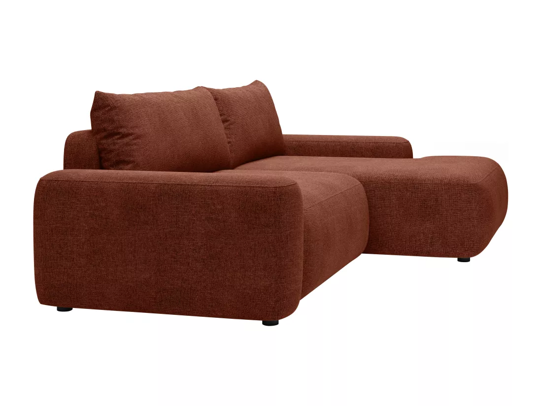 Canapé d'angle droit convertible en tissu texturé terracotta DAVISO