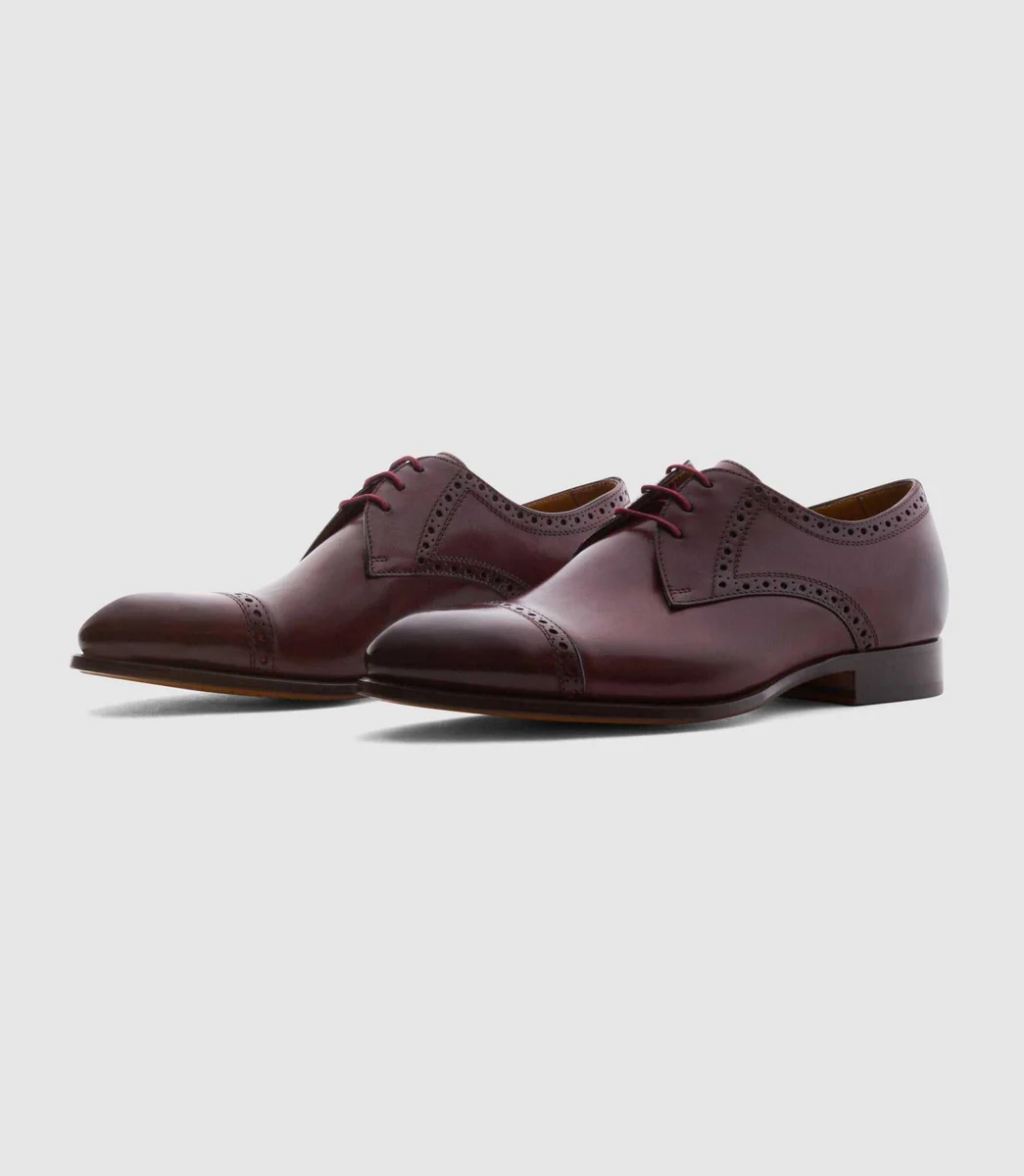 Derby couture en cuir bordeaux 