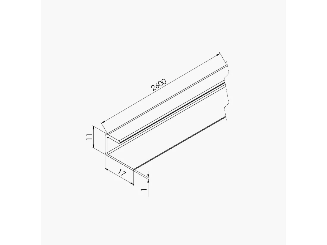 Profil d'Arrêt PVC Alimentaire 8 mm - Longueur 2.60 m - Blanc