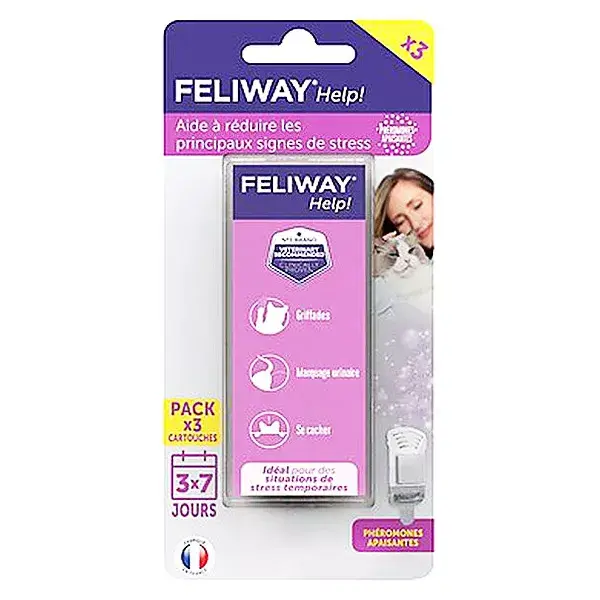 Feliway Help! Pack éco 3 cartouches Anti-stress chat ponctuel 3x7 jours