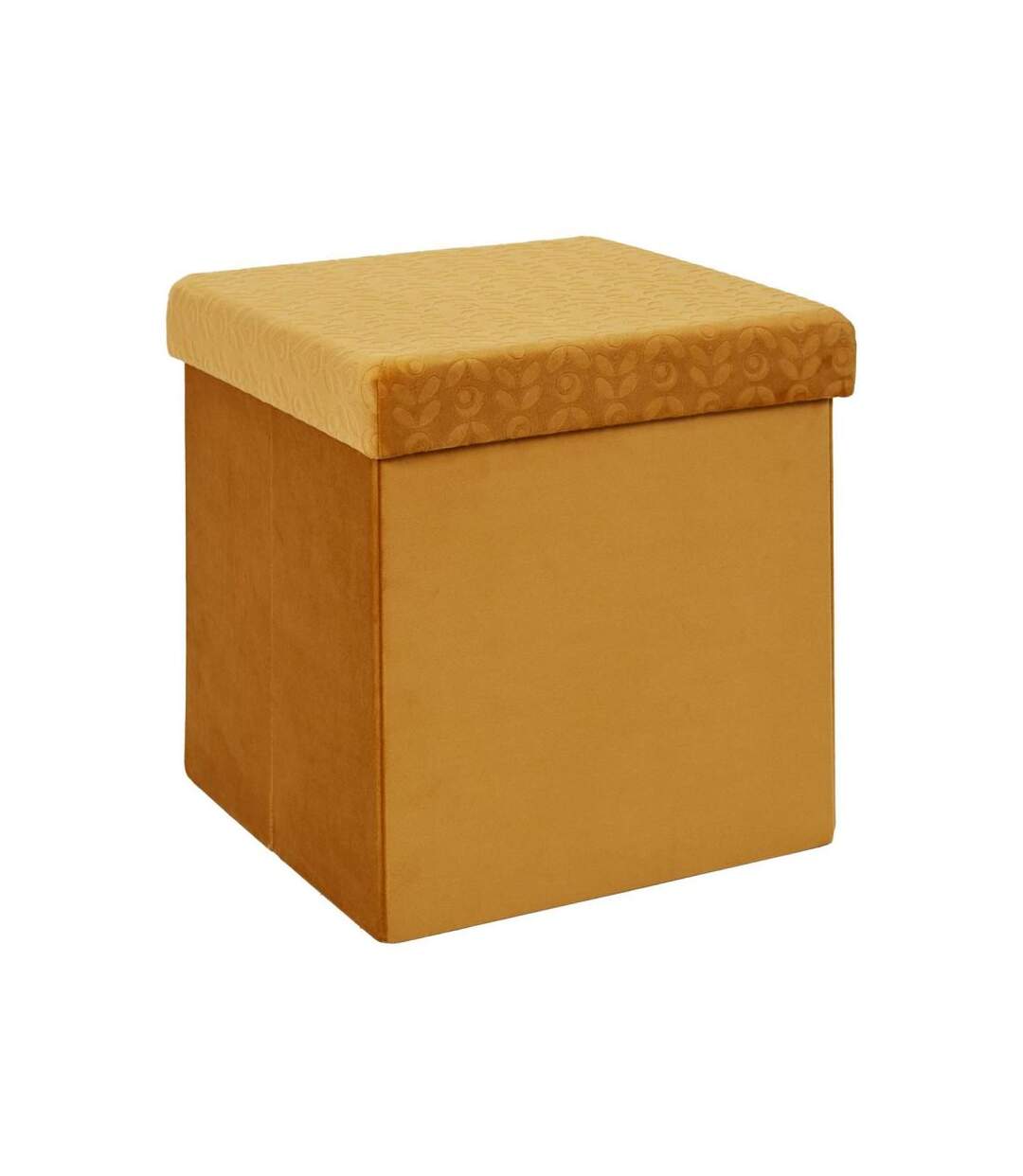 Paris Prix - Pouf Pliable & Coffre rétro 38cm Jaune Moutarde