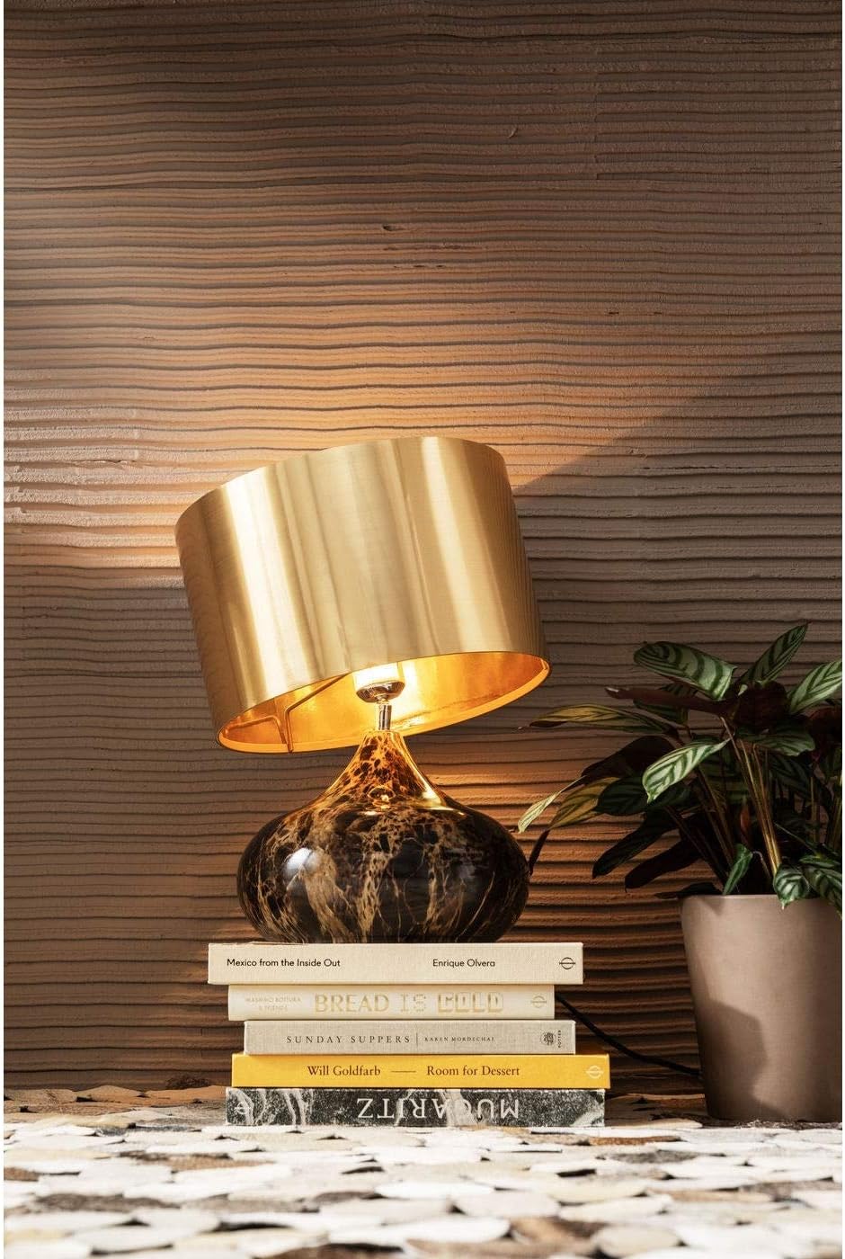 Kare Design Tischlampe Mamo Deluxe Braun/Gold, Tischleuchte, Schreibtischlampe edel, Nachttischlampe, Schreibtischlampe, Leuchtmittel nicht inklusiv, Dekoleuchte, 41x30x30cm (H/B/T)
