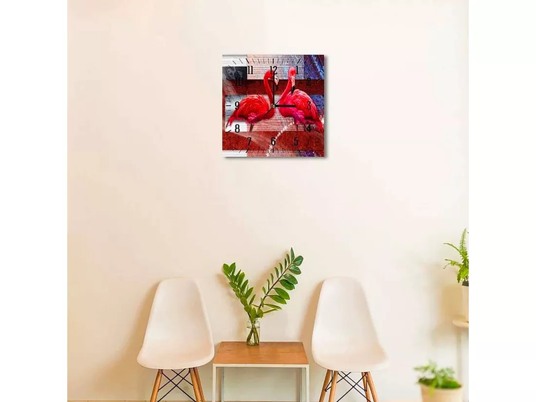 Horloge Murale Élégante avec Flamants Roses - 50 x 50 cm
