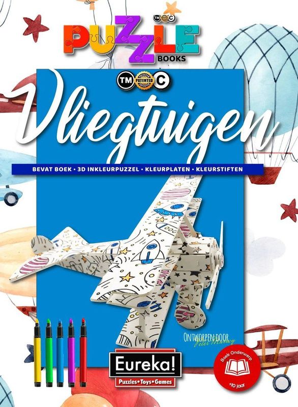 Eureka - 3D Puzzle Books - Kleur- en Puzzelboek - Vliegtuigen - Educatief