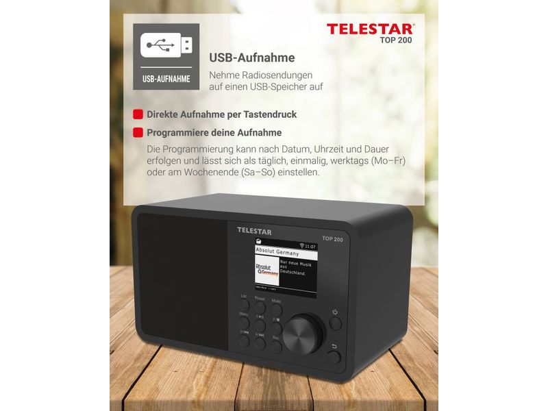 Telestar Internet Radio TOP 200 Schwarz Mono-Radio mit DAB /FM und Internetradio
