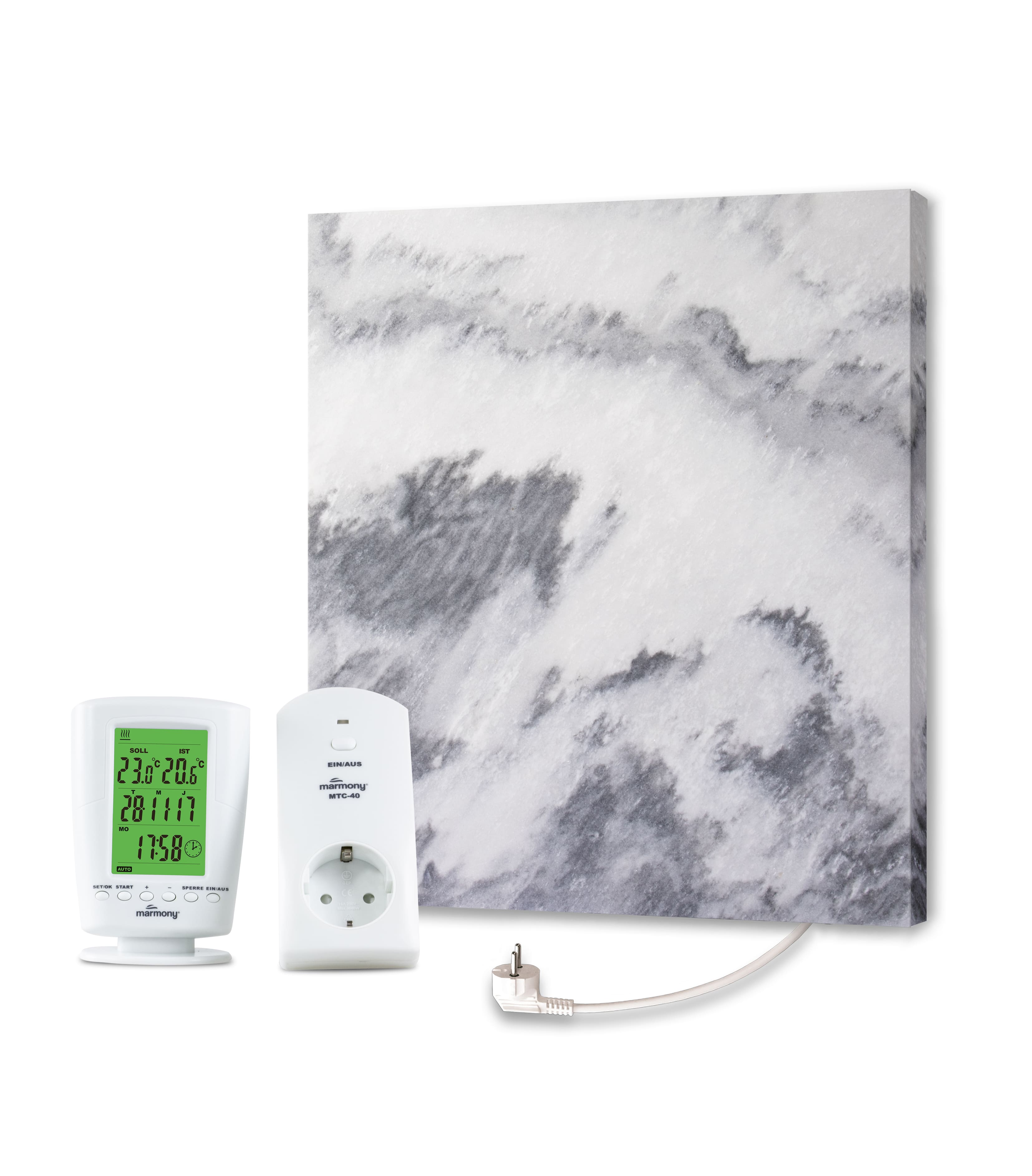 Marmony 500W Infrarot-Heizung Naturstein Carrara