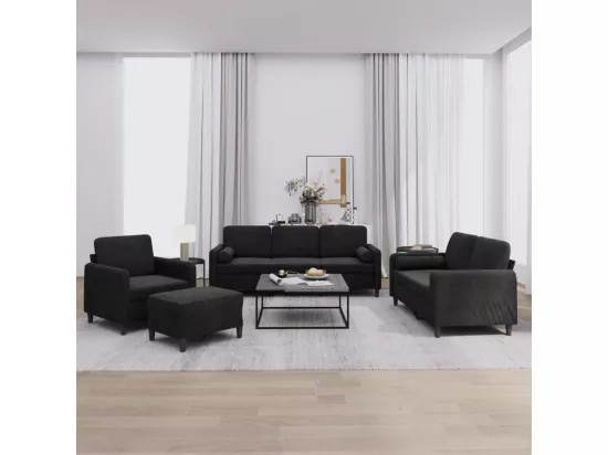 Ensemble de canapés 4 pcs avec coussins noir velours