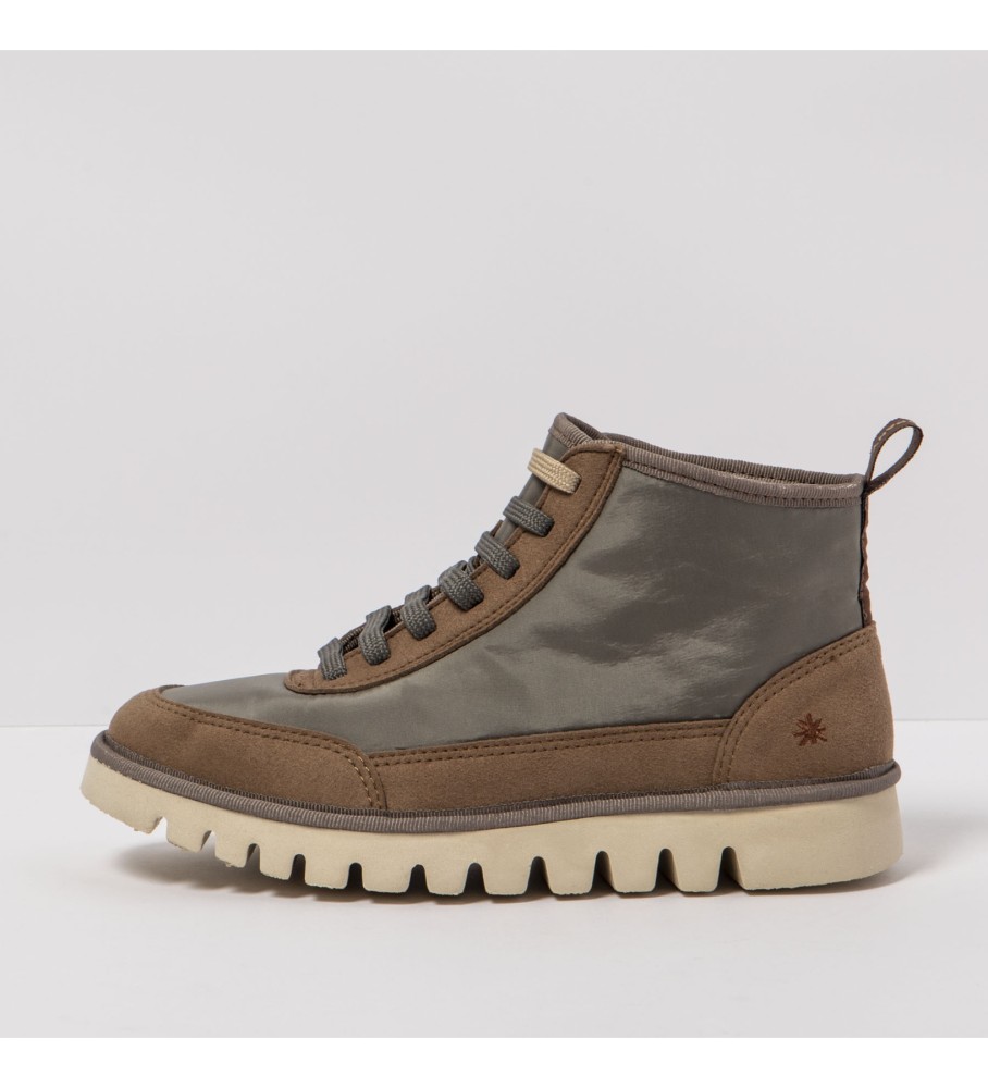 Botas de tornozelo em couro cinza artístico