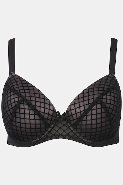 Bügel-BH, Samt-Karo, Mesh, Softschale, Cup B - E