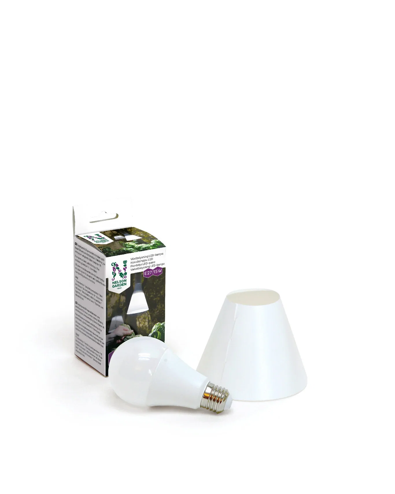 Nelson Garden Plantelys LED-lampe med skjerm 15W E27