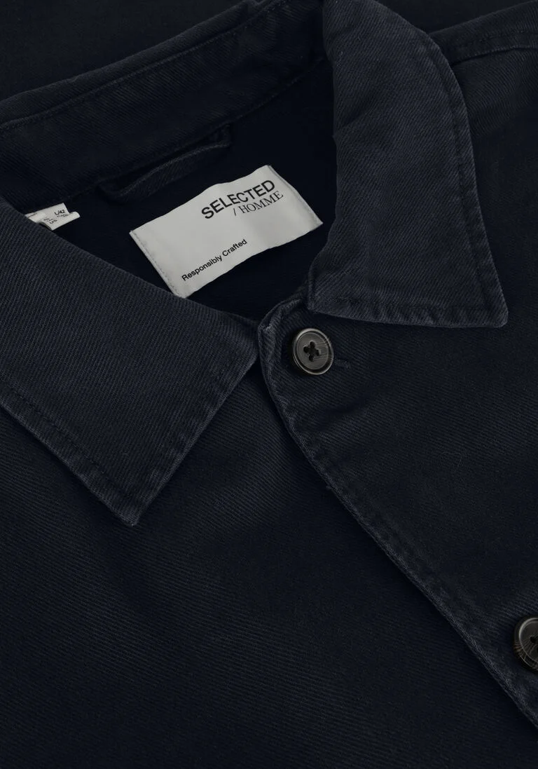 SELECTED HOMME donkerblauwe selected homme overshirt slhloosetony-twill overshirt w noos