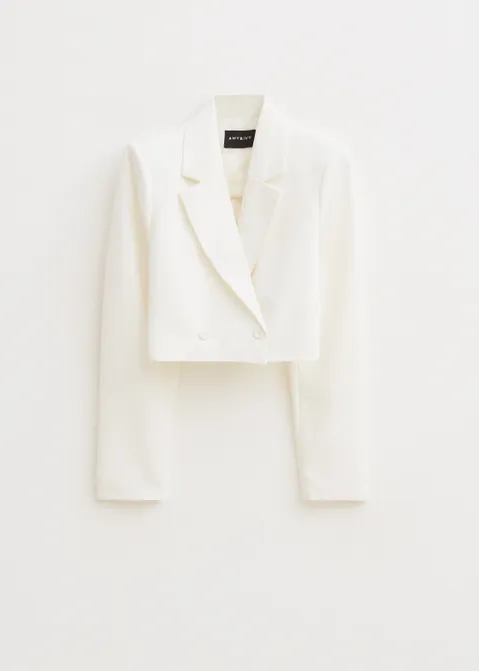 Cropped blazer met strikjes off-white (WIT.O)