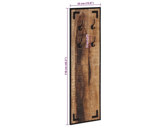 VIDAXL - Porte manteau Porte-manteau 35x8x110 cm bois de manguier massif brut