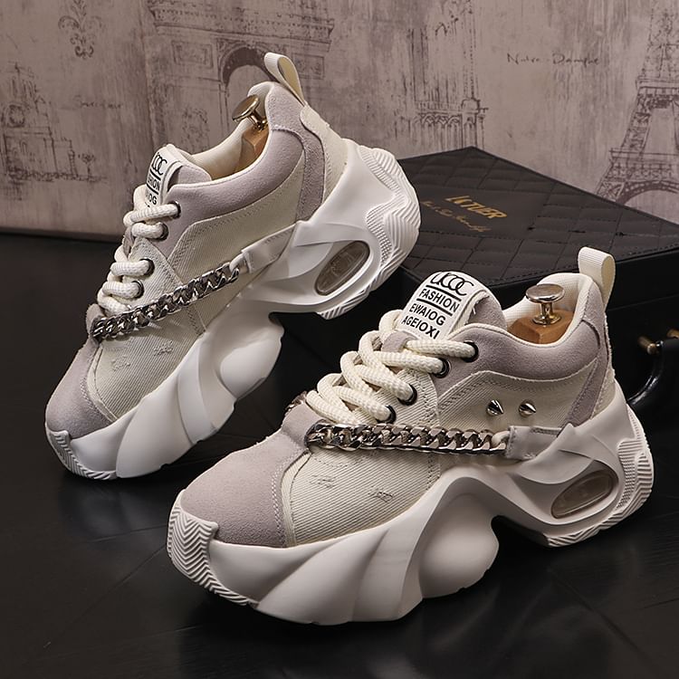 Mr Ozera - Denim Platform Sneakers met Ketting