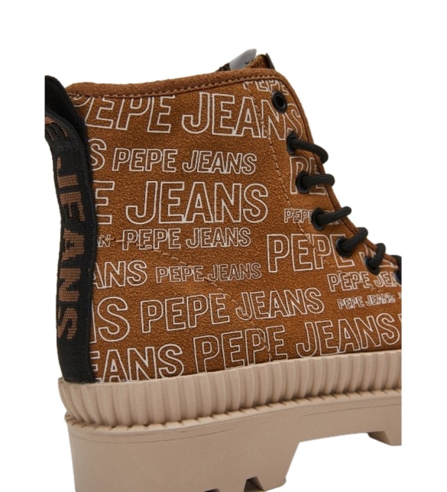 Botas de cano curto Pepe Jeans Ascot Soup em couro marrom