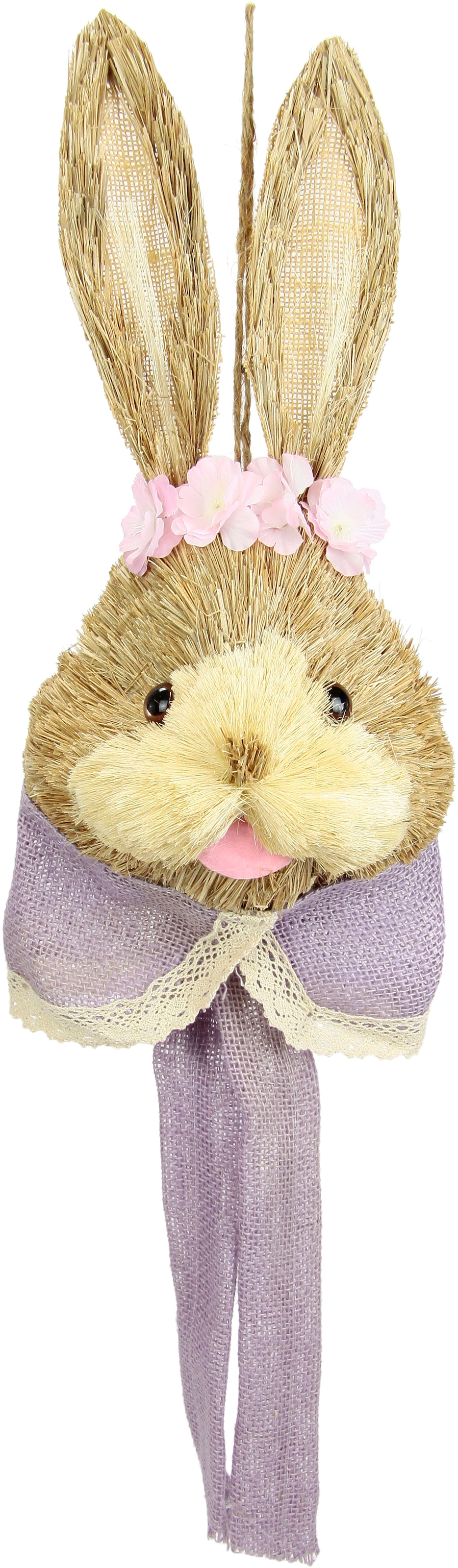 I.GE.A. Dekofigur »Tierfigur Bast-Hasenkopf Hase Osterhasen Deko Ostern Osterdeko« Türdeko Wanddeko Osterfigur Frühlingsdeko Dekohase Skulptur Frühling