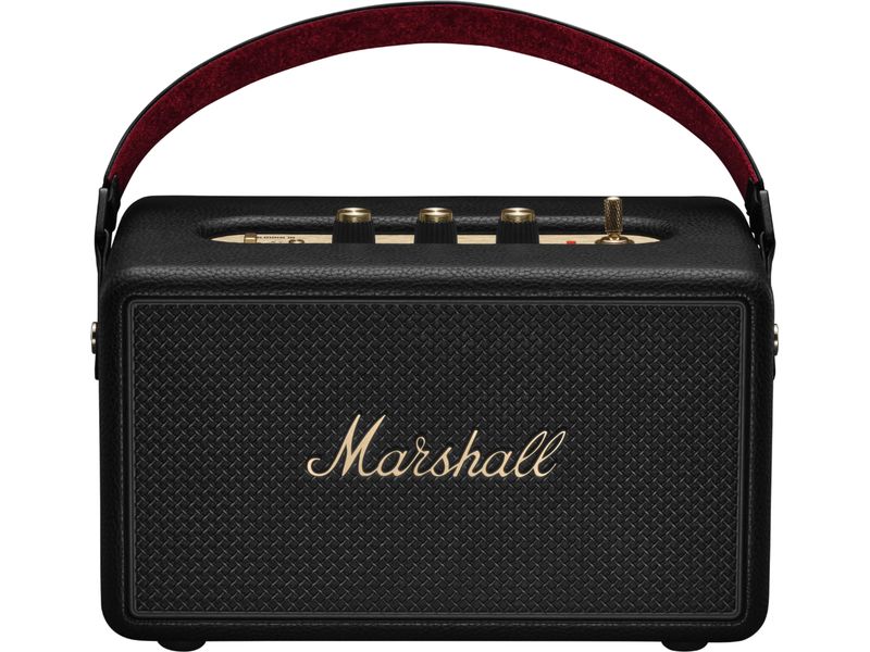 Marshall Bluetooth Speaker Kilburn III Schwarz und Messing Kabelloser Lautsprecher mit mehr als 50 Stunden mobiler Spielzeit