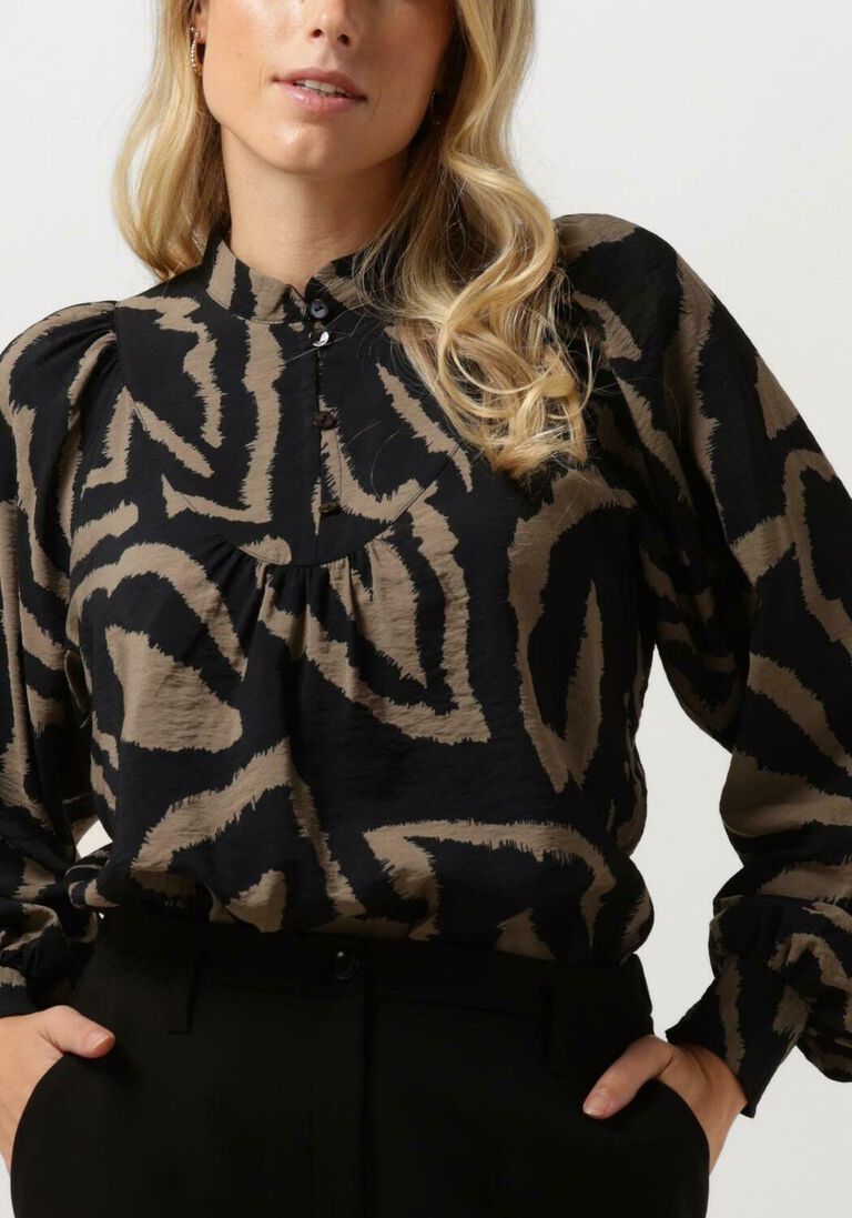 SUMMUM zwarte summum blouse top abstract leaves
