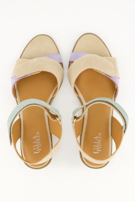 Leder-Sandalen, Klettriemen, mehrfarbig, Weite H