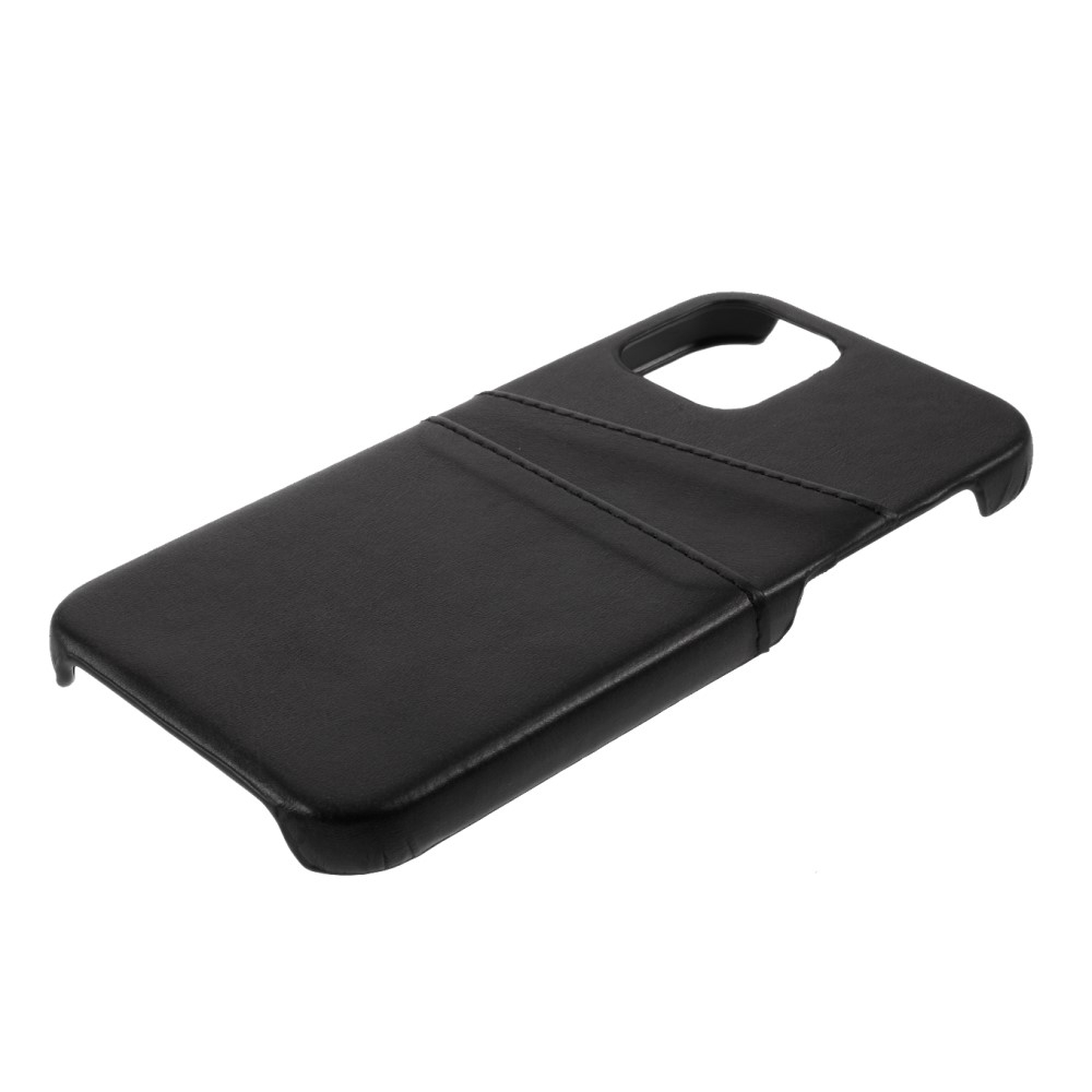 iPhone 12 Pro Leder Hülle Snap Case   Kartenfach - Schwarz